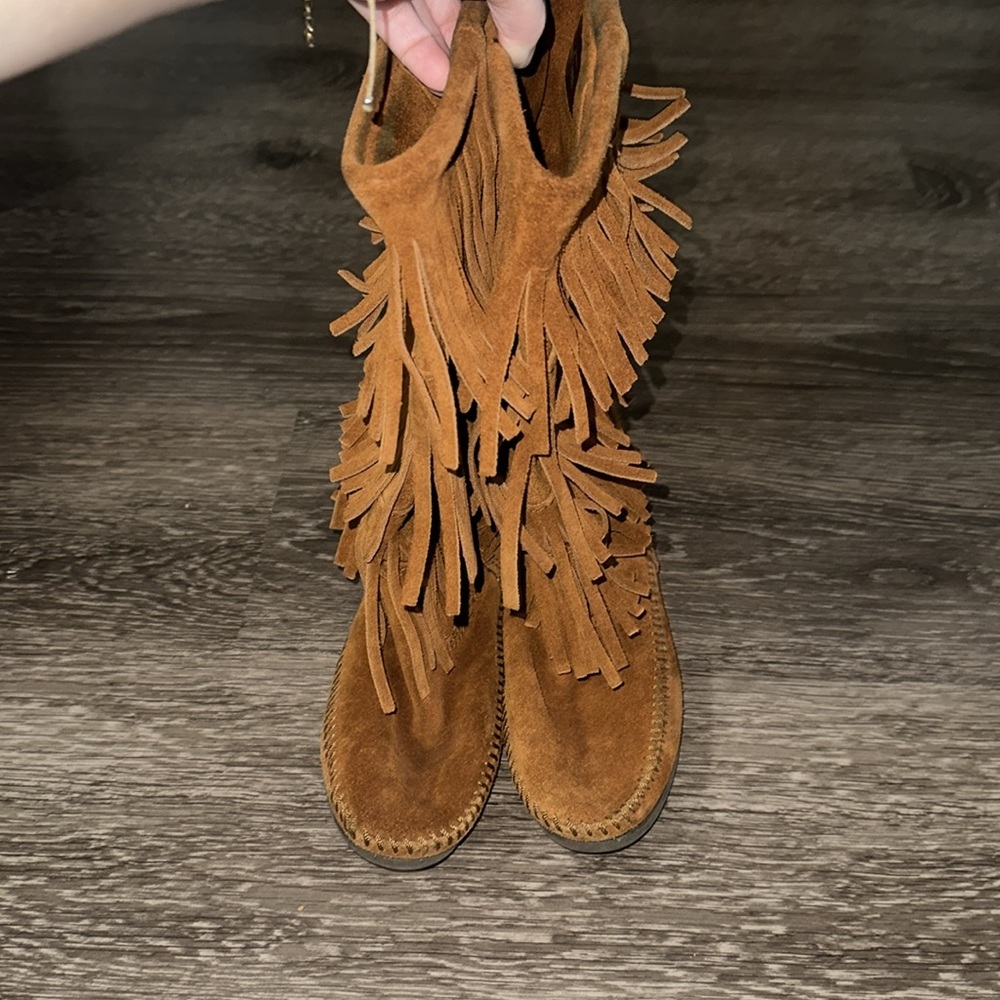 Minnetonka 3 Layer Fringe Moccasin Boots - image 3